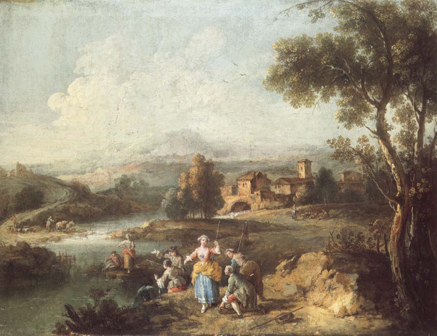 Landscape with a Group of Figures Fishing